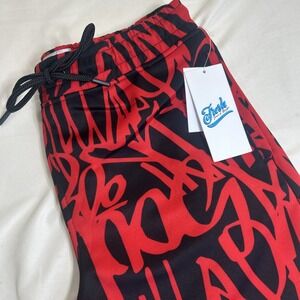 NWT Fresh Prints of Bel-Air Men's Red/Black Graffiti Drawstring Shorts Small $52